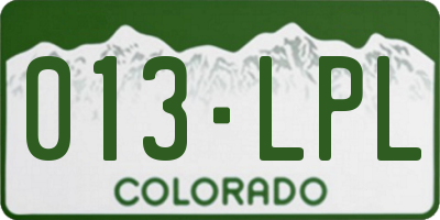 CO license plate 013LPL