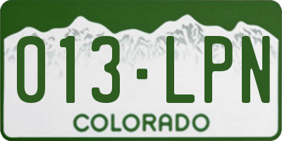 CO license plate 013LPN