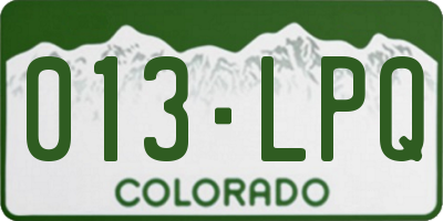 CO license plate 013LPQ