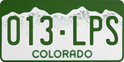 CO license plate 013LPS