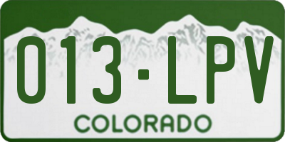 CO license plate 013LPV