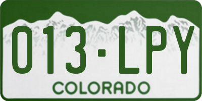 CO license plate 013LPY