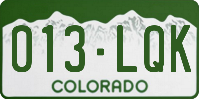 CO license plate 013LQK