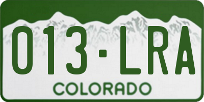 CO license plate 013LRA