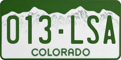CO license plate 013LSA