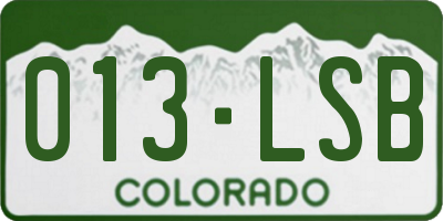 CO license plate 013LSB