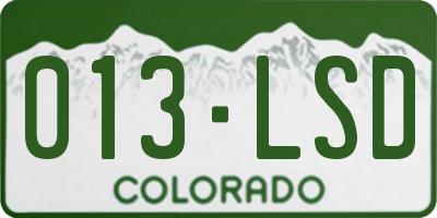 CO license plate 013LSD
