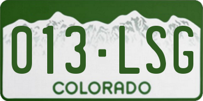 CO license plate 013LSG