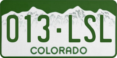 CO license plate 013LSL
