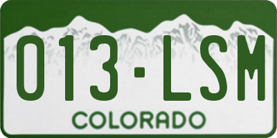 CO license plate 013LSM
