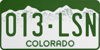 CO license plate 013LSN