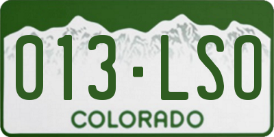 CO license plate 013LSO