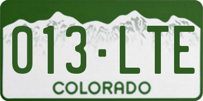 CO license plate 013LTE