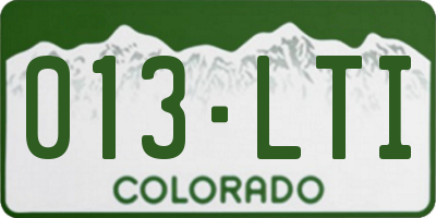 CO license plate 013LTI