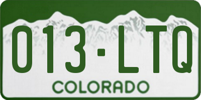 CO license plate 013LTQ