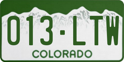 CO license plate 013LTW