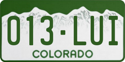 CO license plate 013LUI