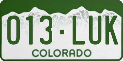 CO license plate 013LUK