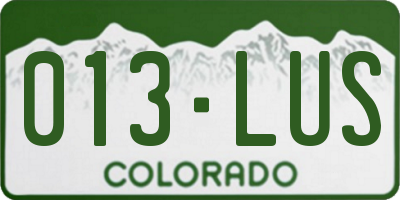 CO license plate 013LUS
