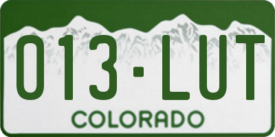 CO license plate 013LUT