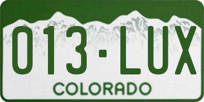 CO license plate 013LUX