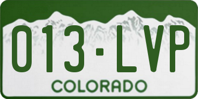 CO license plate 013LVP