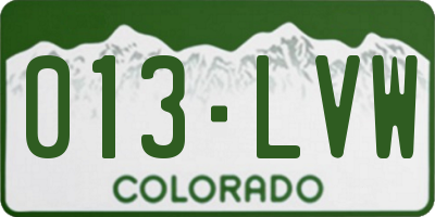 CO license plate 013LVW