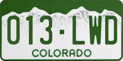 CO license plate 013LWD