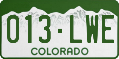 CO license plate 013LWE