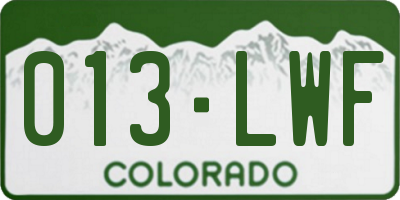 CO license plate 013LWF