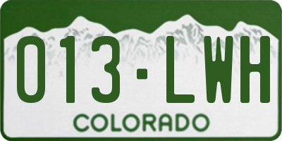 CO license plate 013LWH