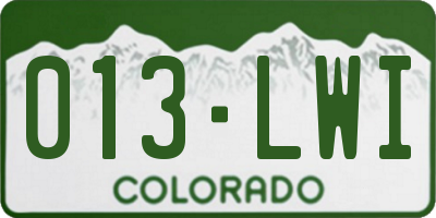 CO license plate 013LWI