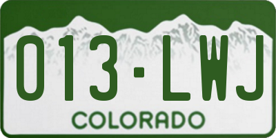 CO license plate 013LWJ