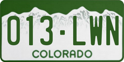 CO license plate 013LWN
