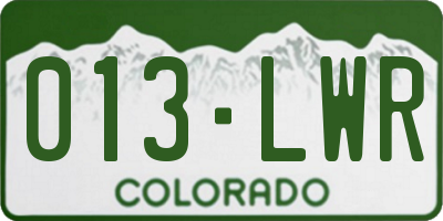 CO license plate 013LWR
