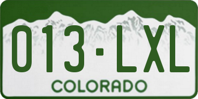 CO license plate 013LXL