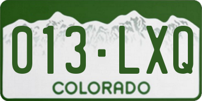 CO license plate 013LXQ