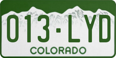CO license plate 013LYD