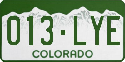 CO license plate 013LYE
