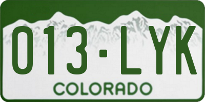 CO license plate 013LYK