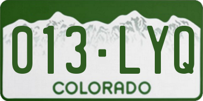 CO license plate 013LYQ
