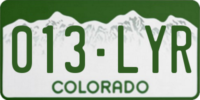 CO license plate 013LYR