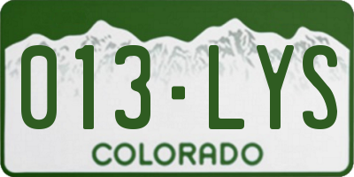 CO license plate 013LYS