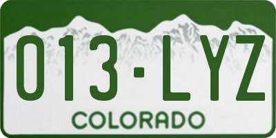 CO license plate 013LYZ