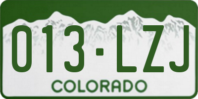 CO license plate 013LZJ