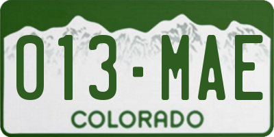 CO license plate 013MAE