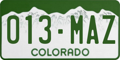 CO license plate 013MAZ