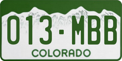 CO license plate 013MBB