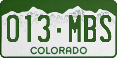 CO license plate 013MBS