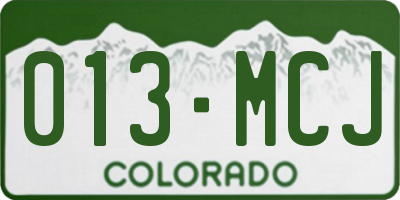 CO license plate 013MCJ